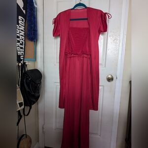 Vintage 80s red jumpsuit with matching short sleeve open top